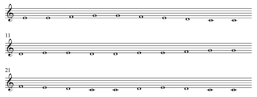 Notas del piano completas 22 ejercicio de lectura con la mano derecha