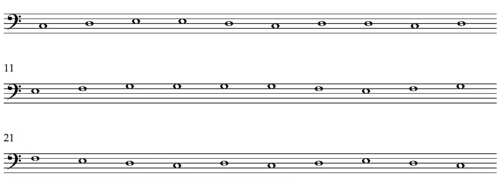 Notas del piano completas 26 ejercicio de lectura con la mano izquierda
